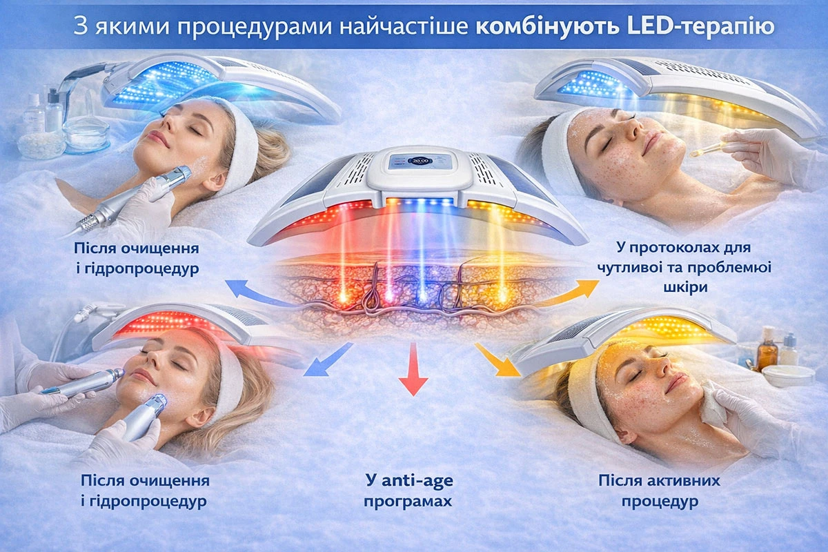с какими процедурами комбинируют LED светотерапию