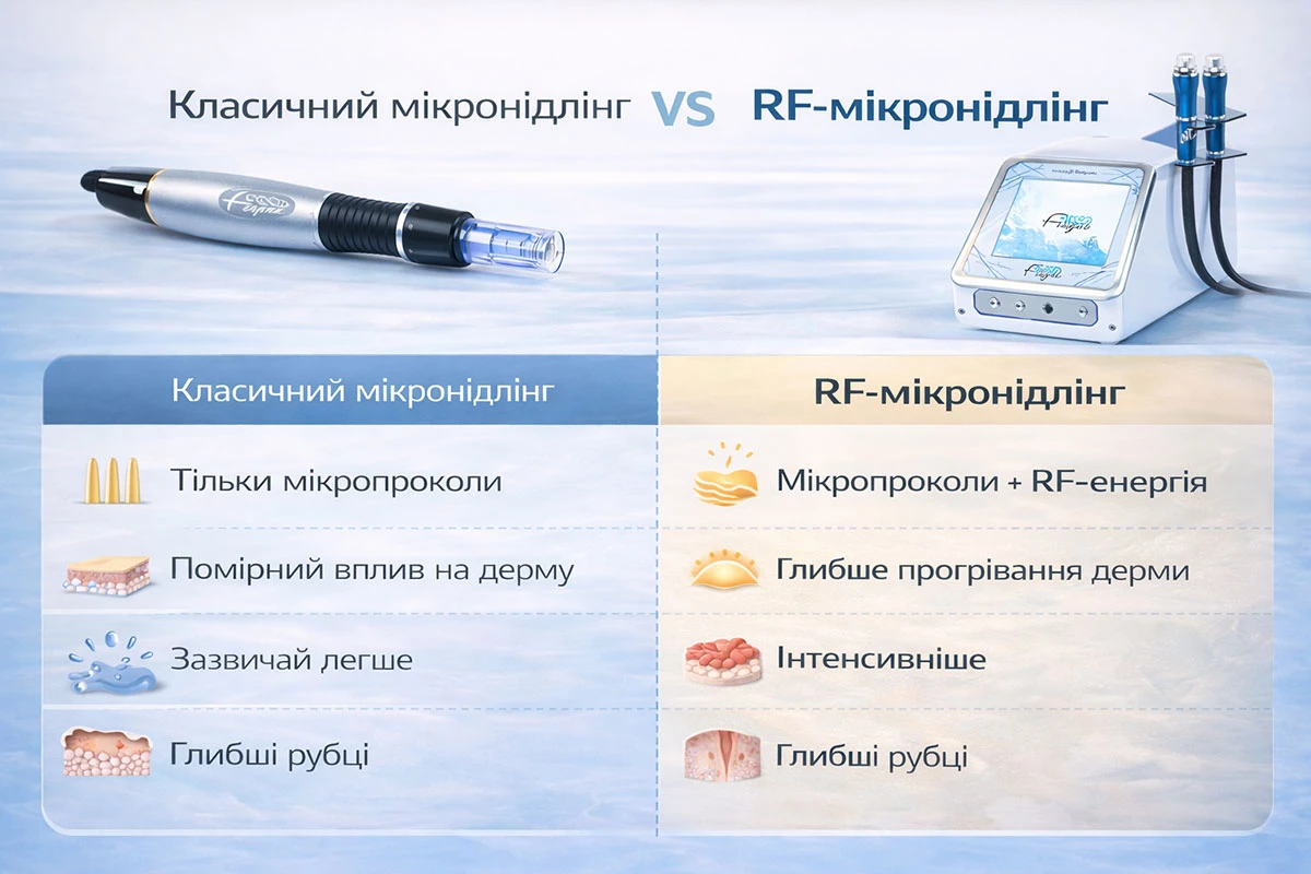 сравнение RF-микронидлинг vs классический микронидлинг