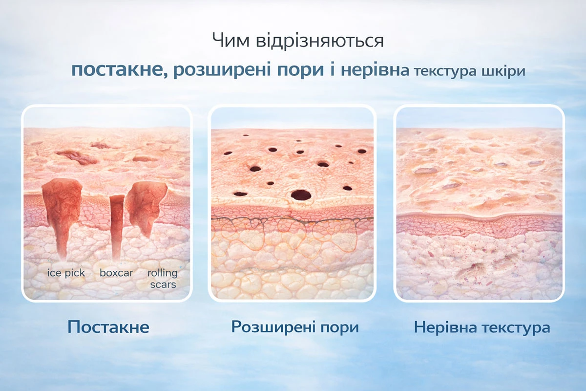 чем отличаются постакне расширенные поры неровная текстура кожи